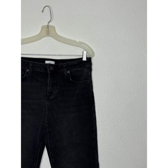 Forever 21 Flared Leg Jeans Womens 30 Black Wide Leg Denim Bell Bottoms Raw Hem - Picture 4 of 16